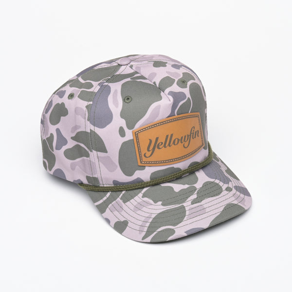 Marsh Duck Camo Flat Bill Leather Patch Hat