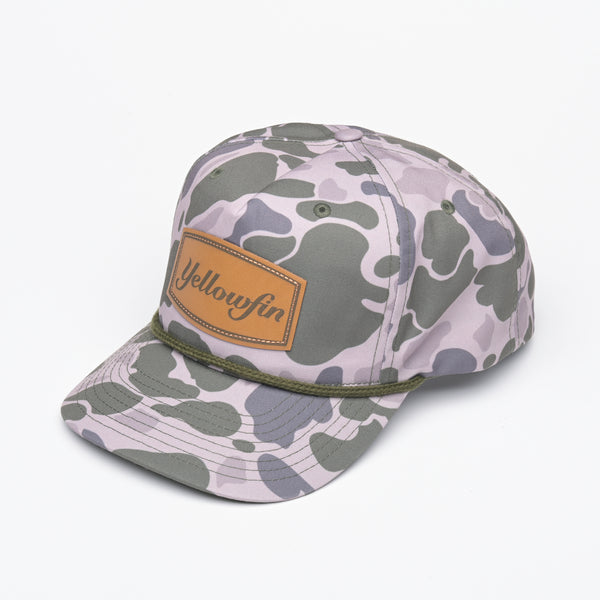 Marsh Duck Camo Flat Bill Leather Patch Hat