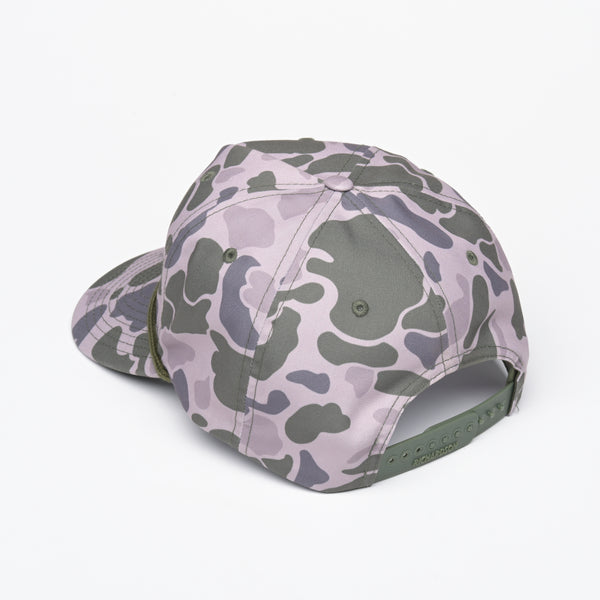 Marsh Duck Camo Flat Bill Leather Patch Hat