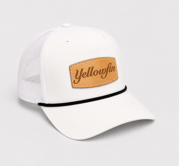 White Rope Leather Patch Hat